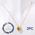 Natural stone bead necklace and bracelet set laid flat, showing coordinated beads in a selected style.