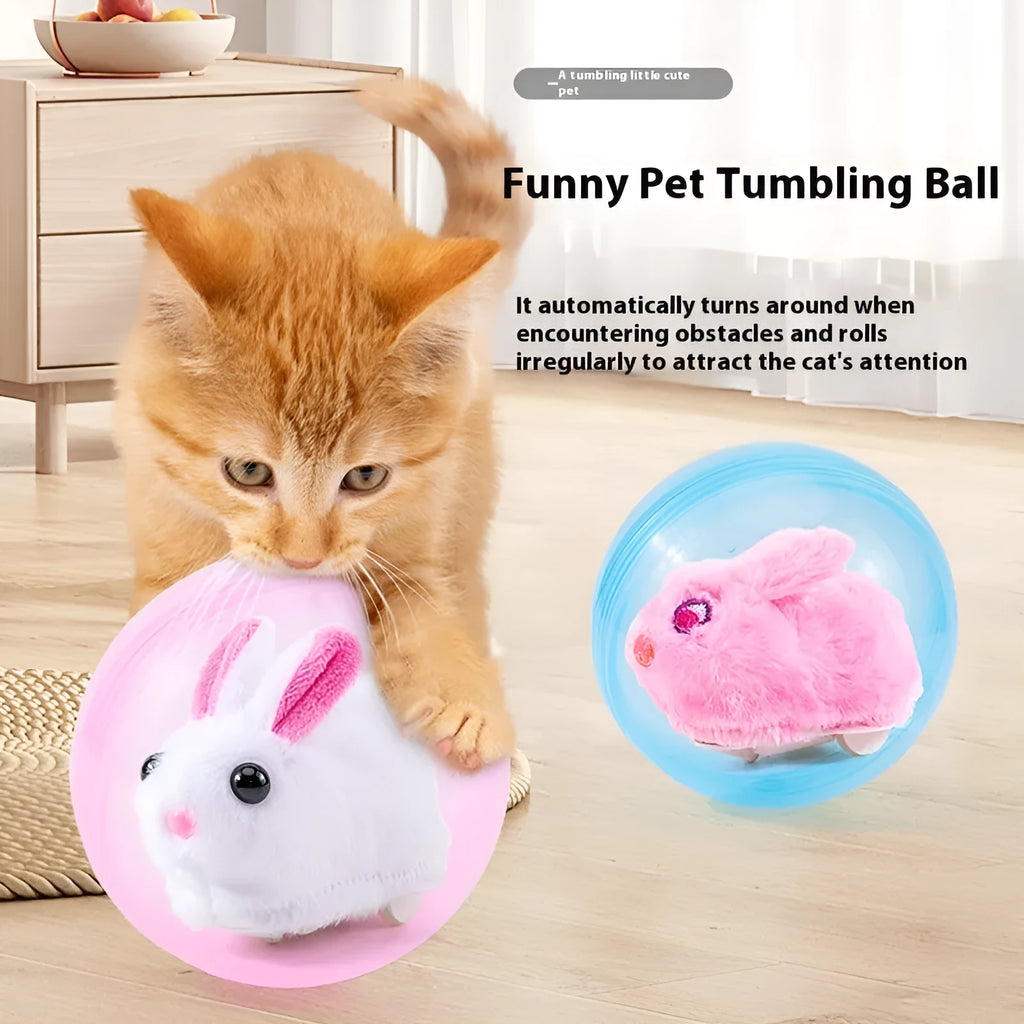Hamster exercise ball with battery base and plush shell in beige hamster design