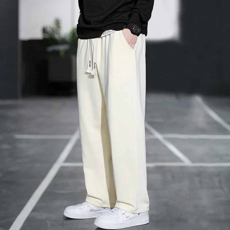 Men's casual bamboo fibre trousers in grey, black, apricot or brown with high waist and multiple pockets