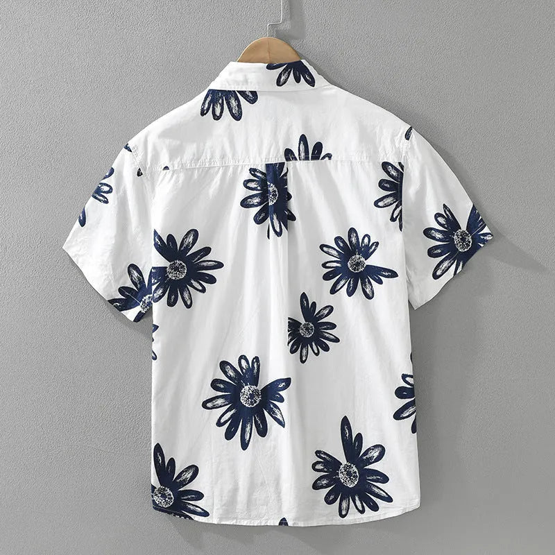 Japanese trendy printed short sleeve shirt in loose cardigan style