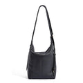 Women's genuine leather bucket shoulder bag in elephant grey colour showing soft construction