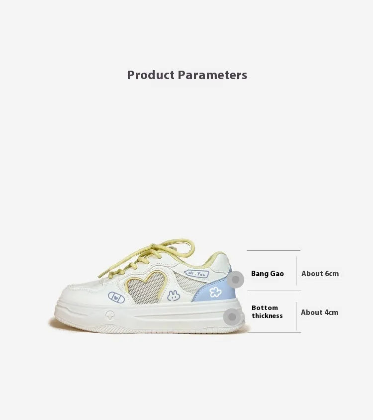 Summer mesh breathable sports casual sneakers in Meow Rabbit Sea Salt Cheese colour with lace-up closure