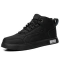 Men's white mid-top casual shoes with rubber soles and front lace-up design