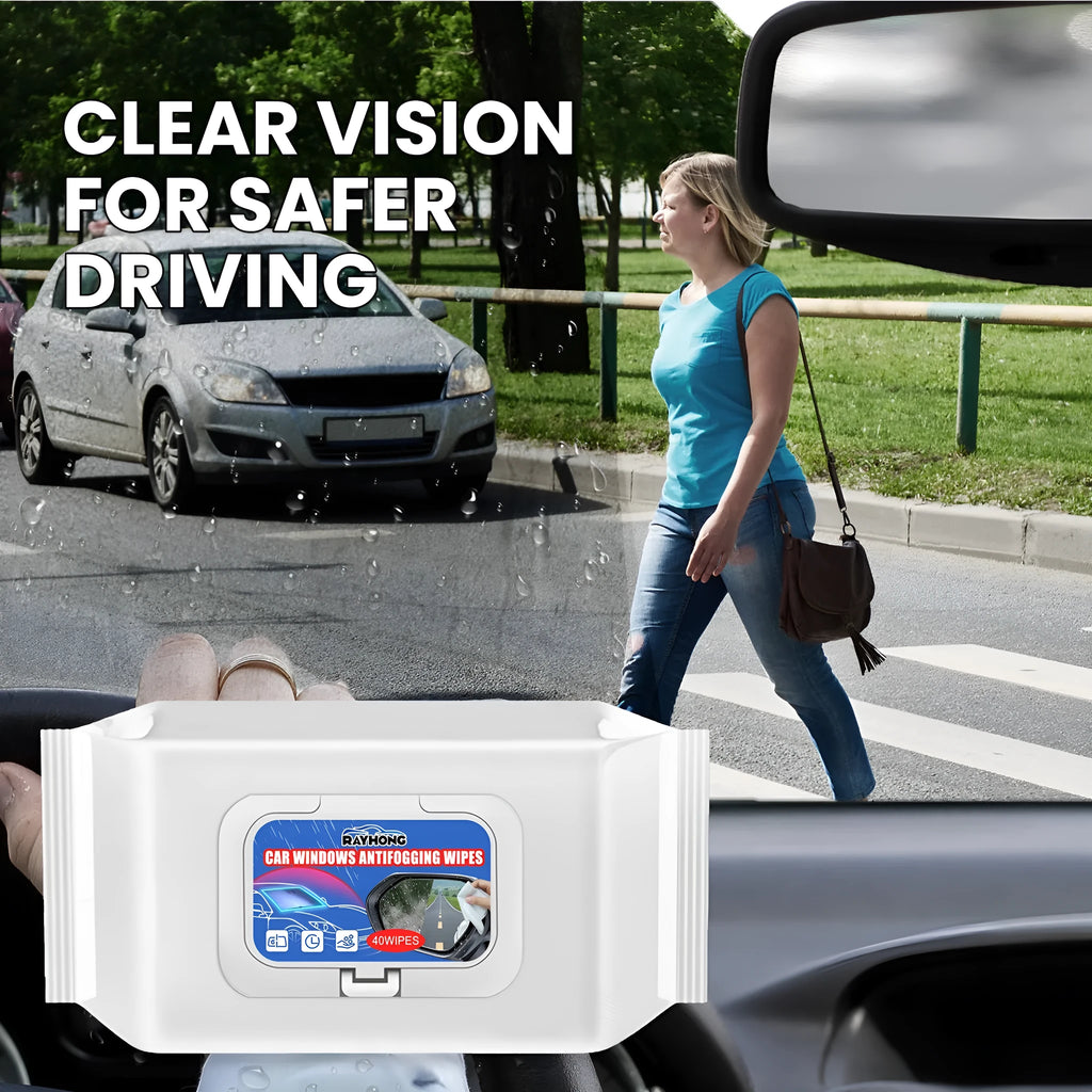 Pack of 40 car anti-fog rain wipes for windscreen cleaning and visibility.