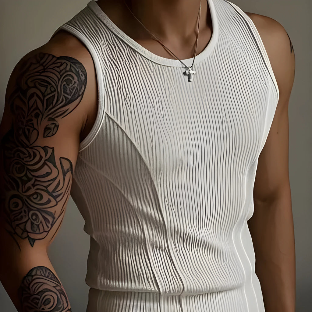 Men's black tight-fitting I-shaped polyester sports vest with American stitching