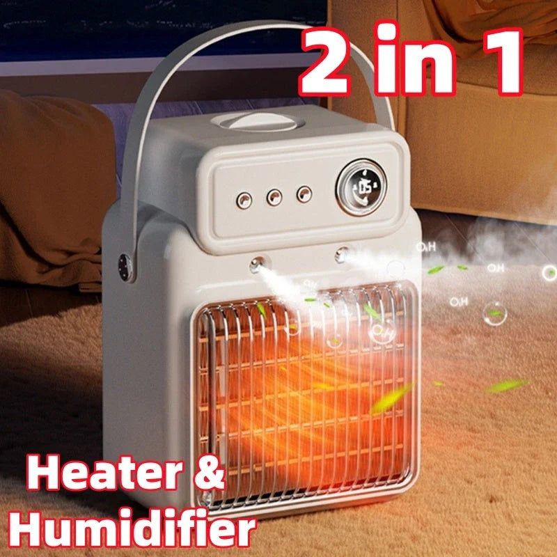 Efficient 1200W 2-in-1 Space Heater and Humidifier with Overheating Protection, Adjustable Temperature and Humidity