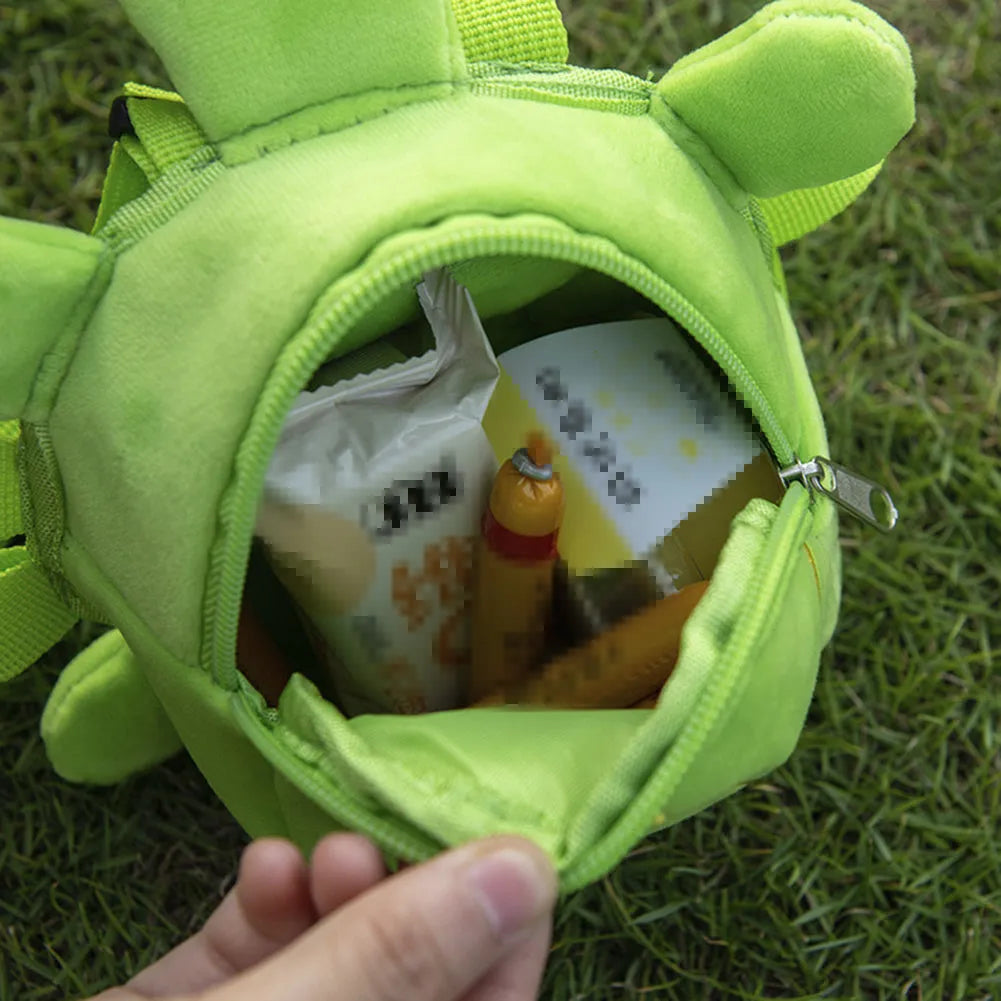 Cartoon turtle shape dog backpack harness in velvet with no-pull vest design and 20x18cm storage compartment