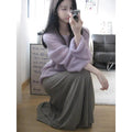 Purple women's blouse with hollow out design and princess sleeves made from ice silk fabric