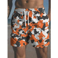 Men's micro-elastic polyester beach shorts in printed design with stretch waistband
