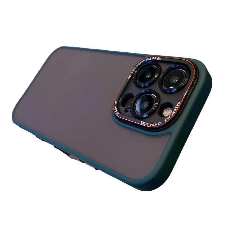 Frosted phone case for iPhone 15 series in black, TPU PC fall protection, all-inclusive design