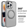 Frosted silicone iPhone case with rotating bracket in deep sea blue colour