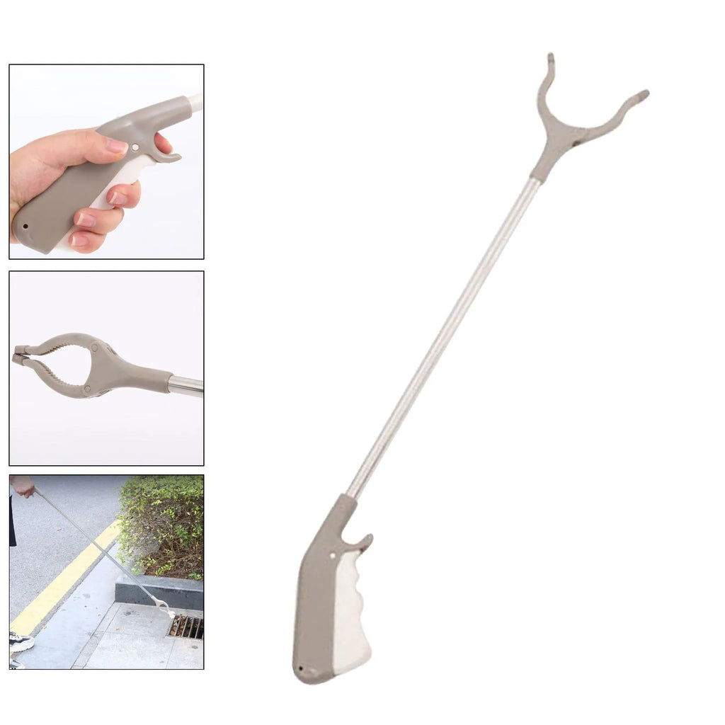 40cm stainless steel garbage picker with push-type handle for one-handed operation