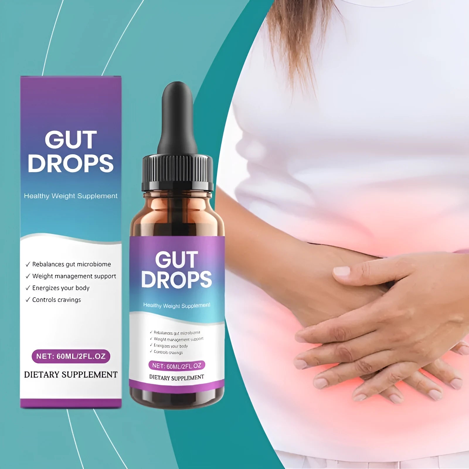 60ml bottle of intestinal care supplement liquid drops for digestive support.