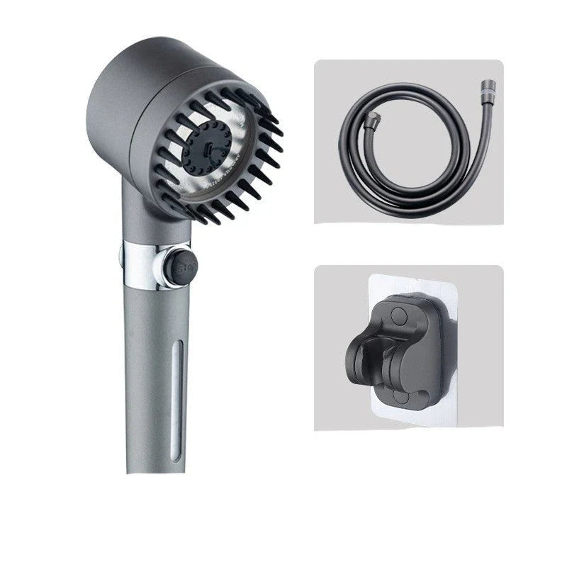 A high-pressure rainfall shower head made of durable ABS material with multi-mode functionality and a built-in water filter.