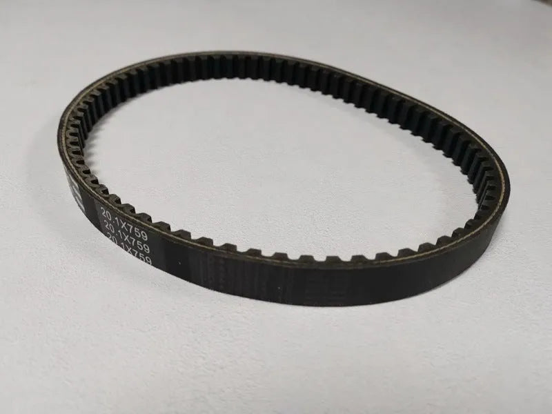Black replacement drive belt for Guangyang Jili GP110 and Fengli VP110 pedal motorcycle models