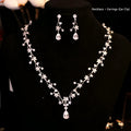 Bridal knot necklace and earrings set with heart, water drop and bell patterns, alloy pendant, silver or gold-plated chain.