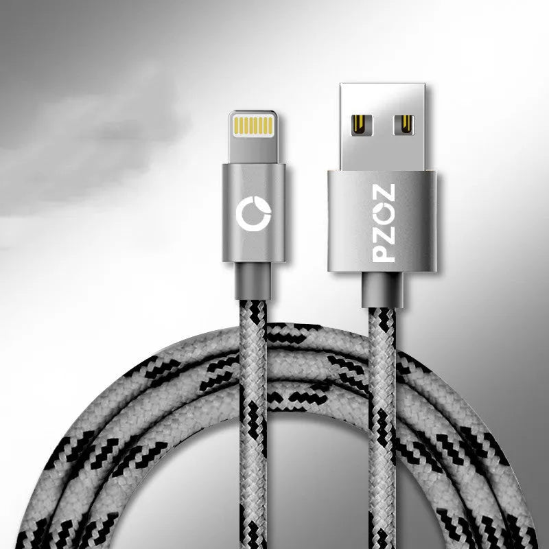 Apple MFI certified Lightning charging cable in grey or silver colour, 1 metre length