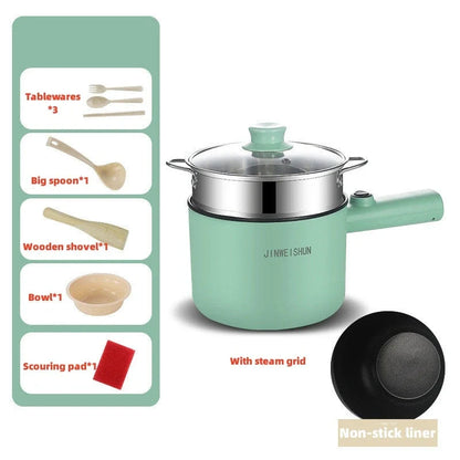 Versatile Mini Electric Hot Pot for cooking soups, stews, pasta, and more with stainless steel construction and non-stick interior