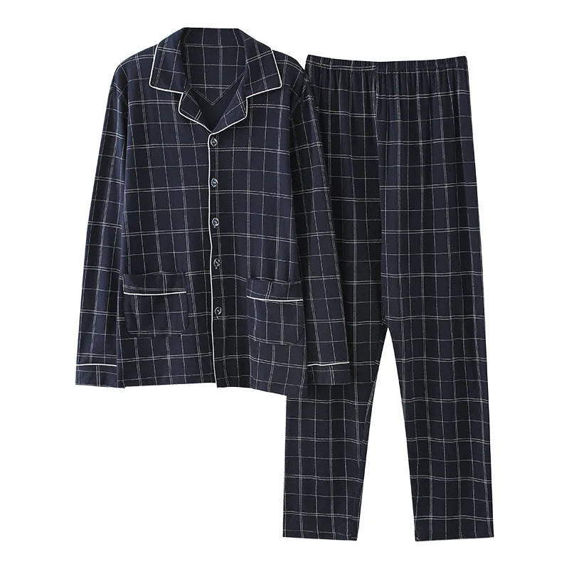 Cotton cardigan pyjama set for men with long sleeves and button front in MT7301 colour