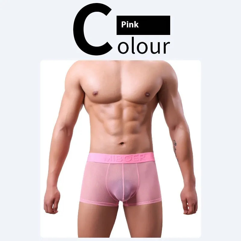 Men's thin quick-dry boxer in solid colours showing size range from M to XXXL.