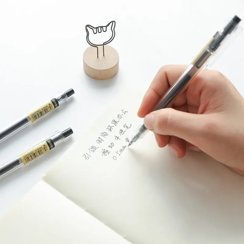 12 black frosted retractable gel pens with 0.5mm tips and 2 refills