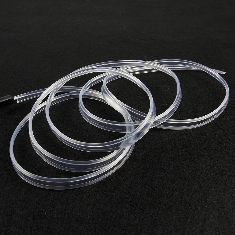 Colourful RGB LED car ambience light strip with USB plug, showing flexible PVC construction.