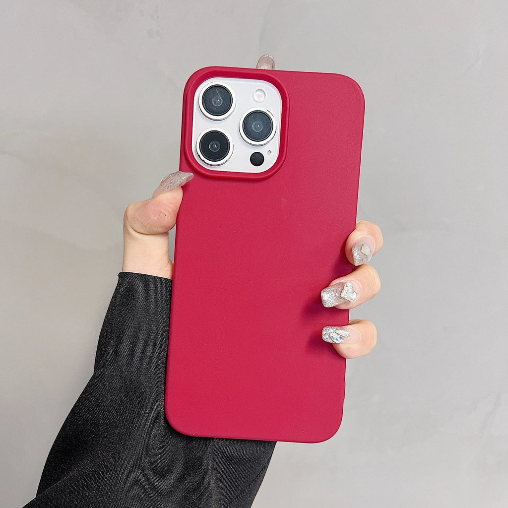 Solid colour half pack TPU matte phone case for iPhone 13 to 16 series with anti-fingerprint finish