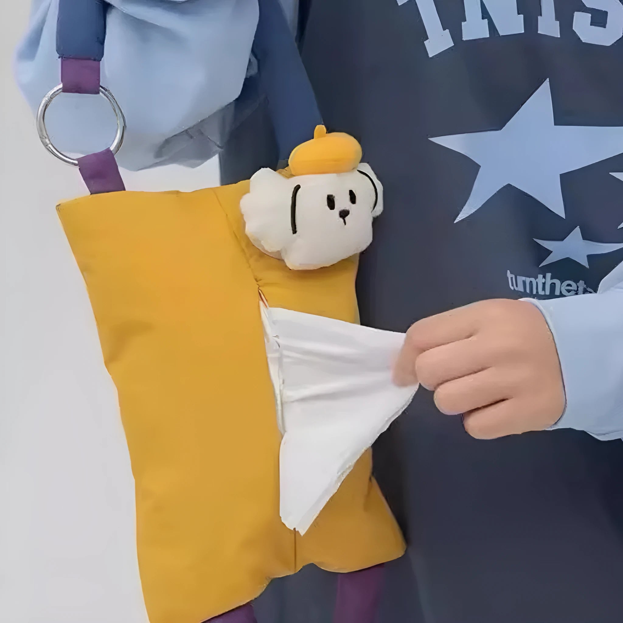 Plush hanging tissue bag for car interiors in 25x19cm size