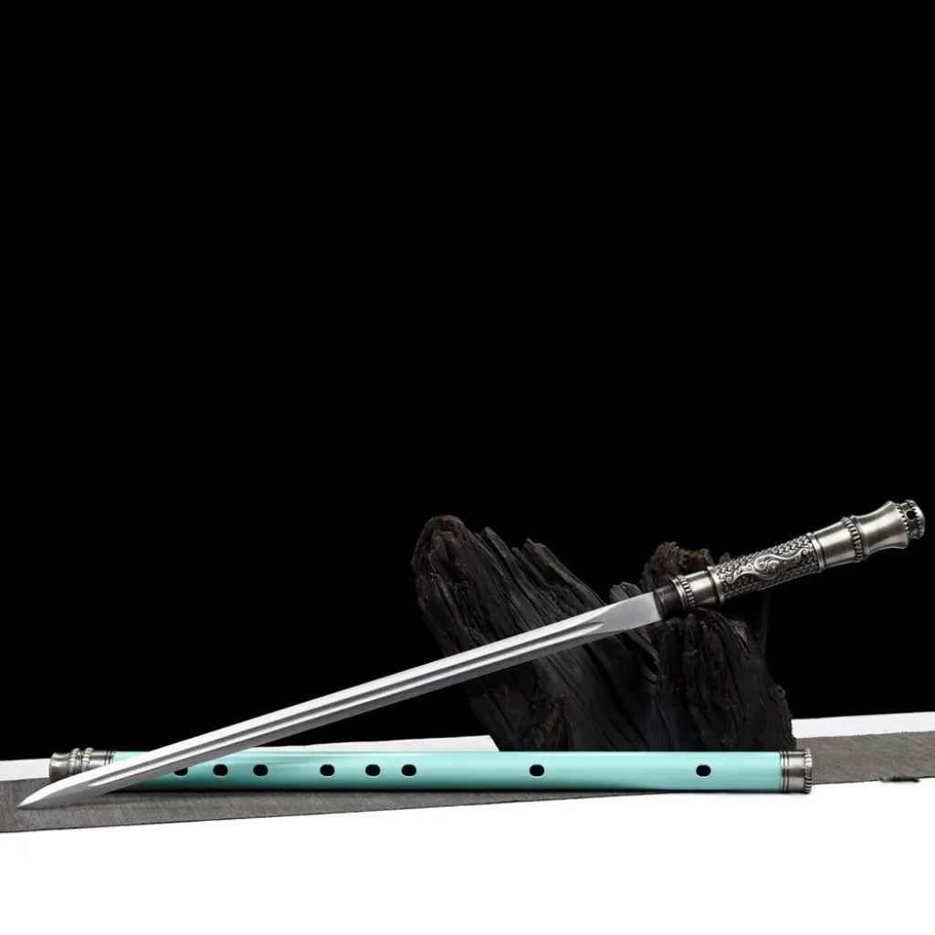 Handmade integrated sword and blade long blade flute sword staff with scabbard and reversible connection