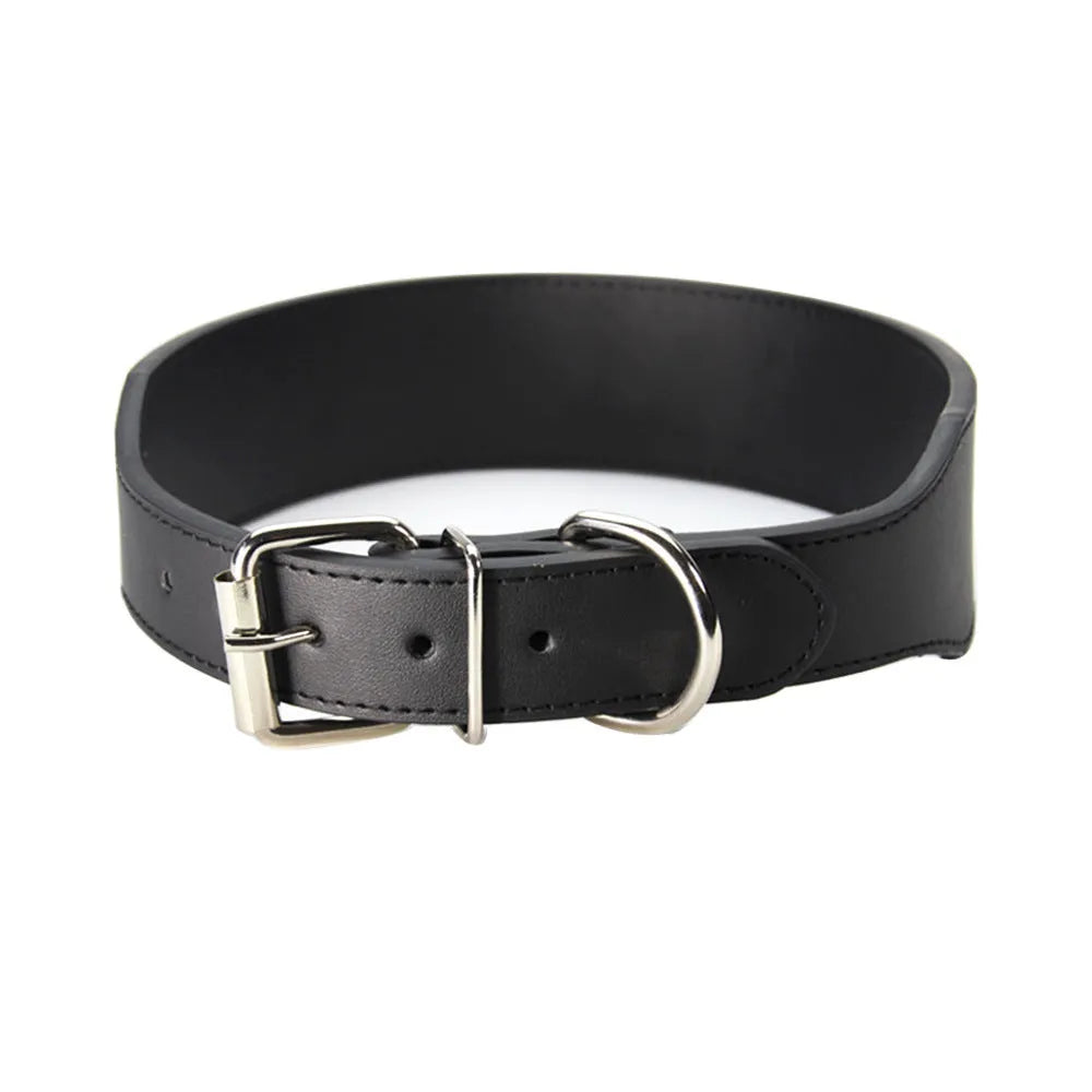 Fish-shaped leather dog collar with anti-break-away design and adjustable scarf for large breeds