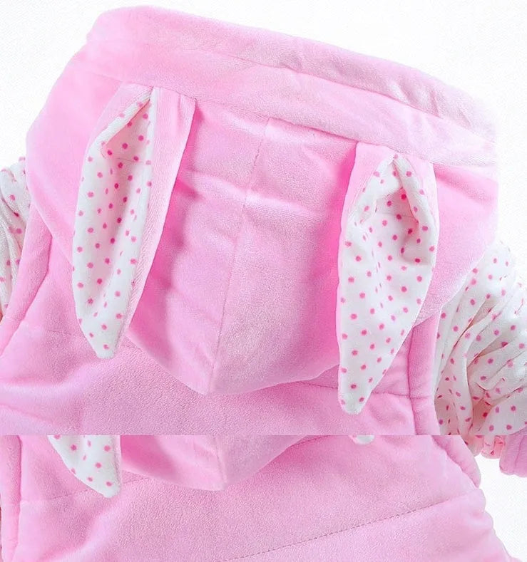 Baby girls pink autumn winter three-piece clothing set with jacket, pants, and vest