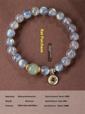 Moonstone birth Buddha bracelet with 8mm bead and Thousand-Hand Kwan-yin mouse zodiac design