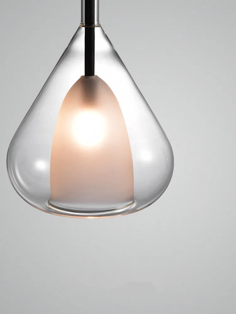 All copper art glass long line chandelier with LED light source for bedroom study