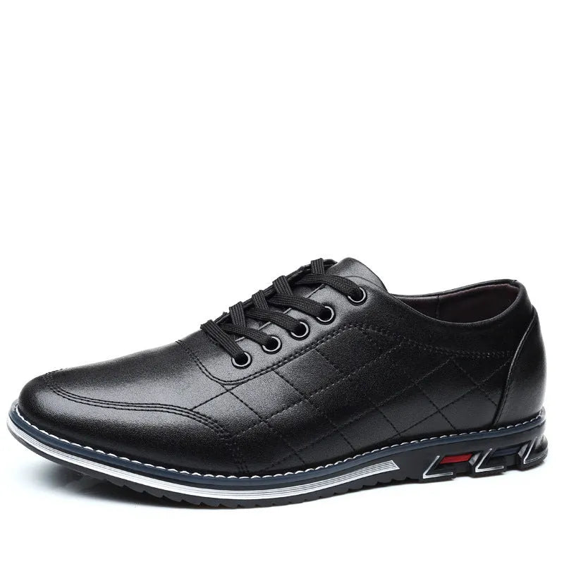 Men's non-slip casual sports shoes with breathable PU upper, rubber sole, front lace-up, black red blue white, sizes 38-48
