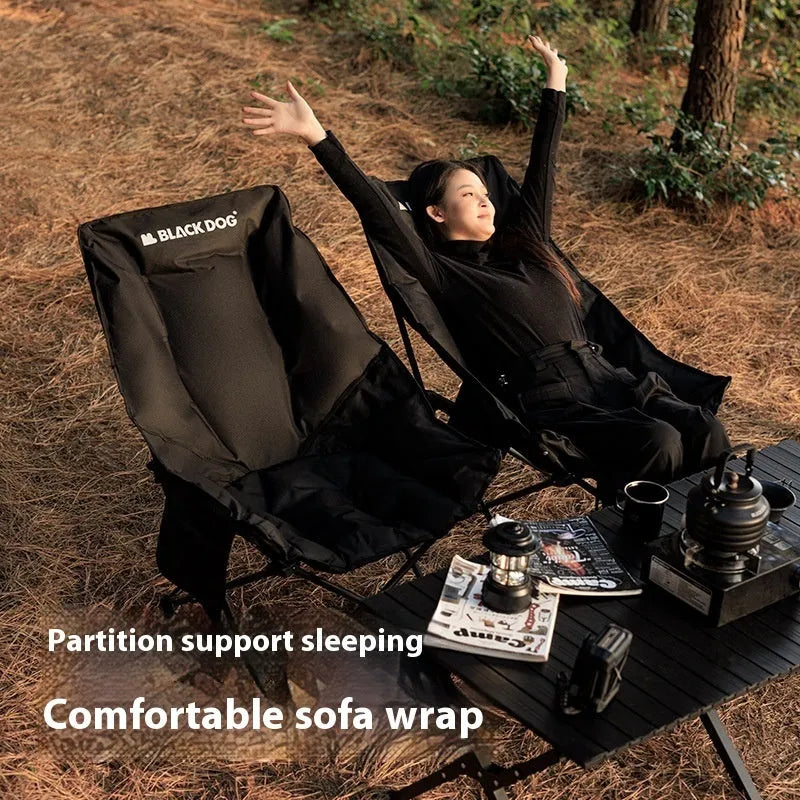 Night black Oxford cloth portable folding moon chair for camping and outdoor use