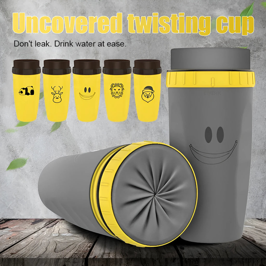 Twist-top silicone seal travel tumbler with double-wall insulation and cartoon patterns