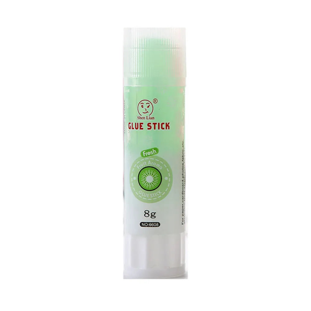 Jelly fruit fragrance solid glue stick in random colour, 8.5cm long, for students and crafts.