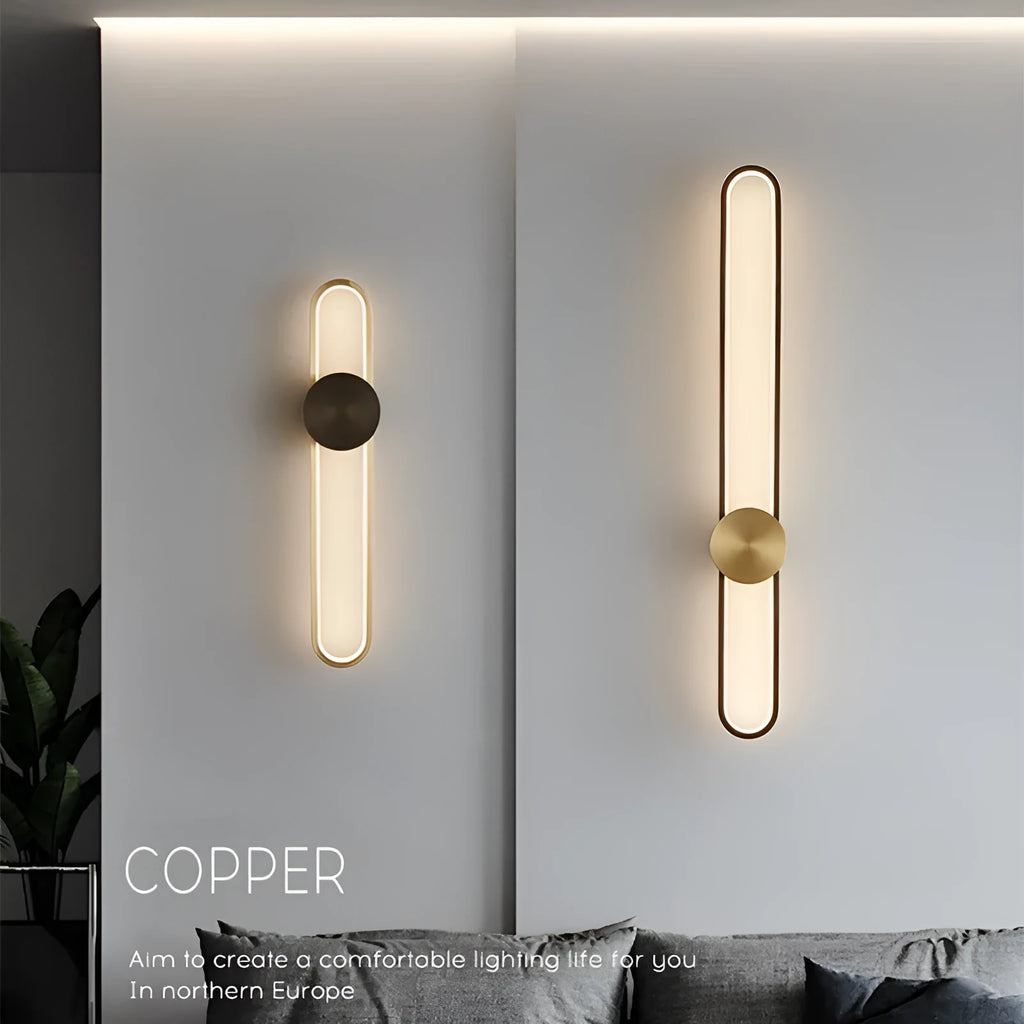 Round 60cm minimalist wall lamp with iron shade in black or gold frame finish