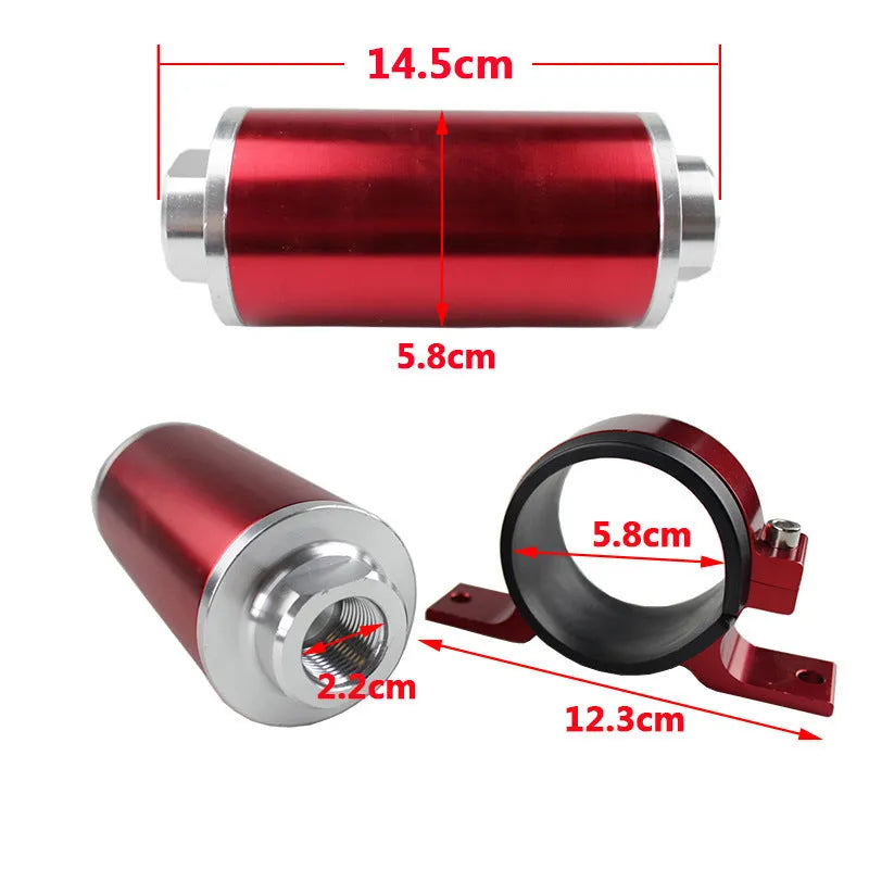 Aluminium alloy universal petrol filter bracket shown in available colours