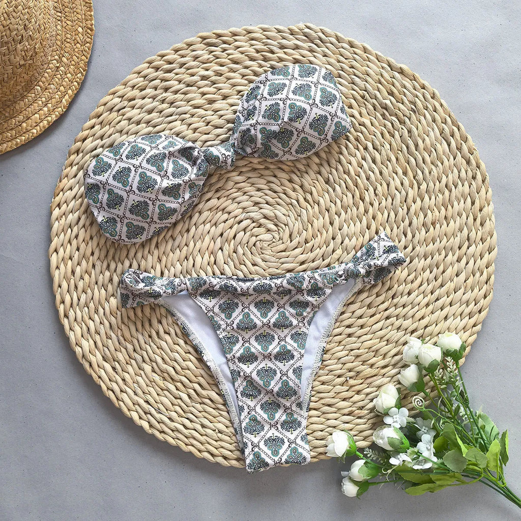 Grey nylon push-up bikini set with briefs, two-piece women's swimsuit in sizes S M L