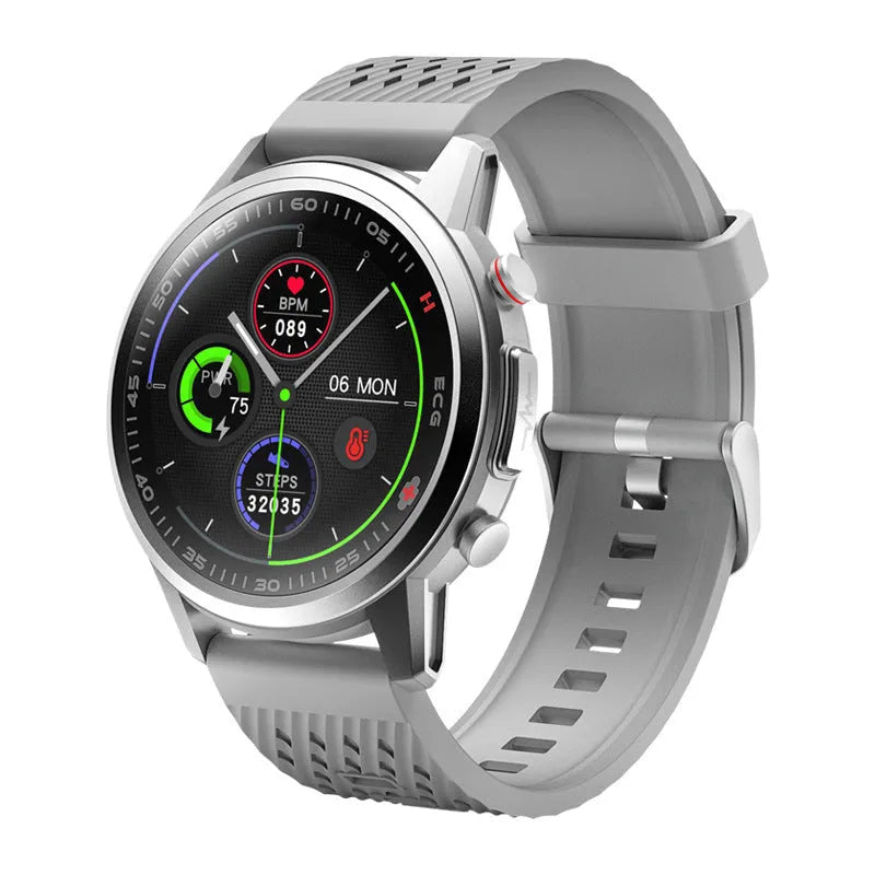 F800 ECG blood pressure sports smart watch with black TPU wristband and 1.3-inch touchscreen