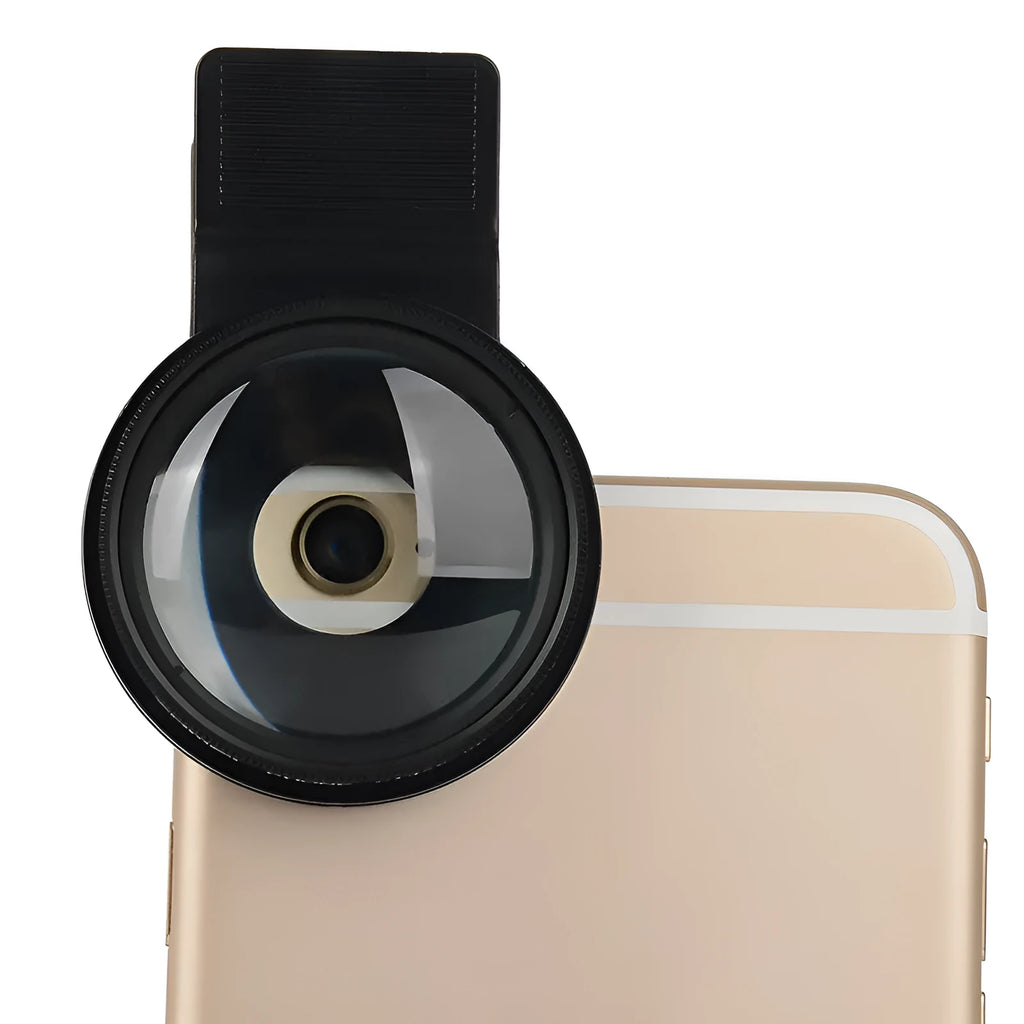 Mobile phone macro lens with aluminium alloy frame and universal clip attachment