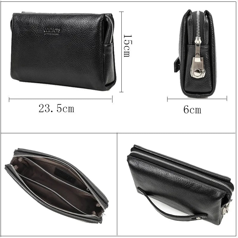 Black Angel first layer cattlehide leather men's wallet in black with bifold design
