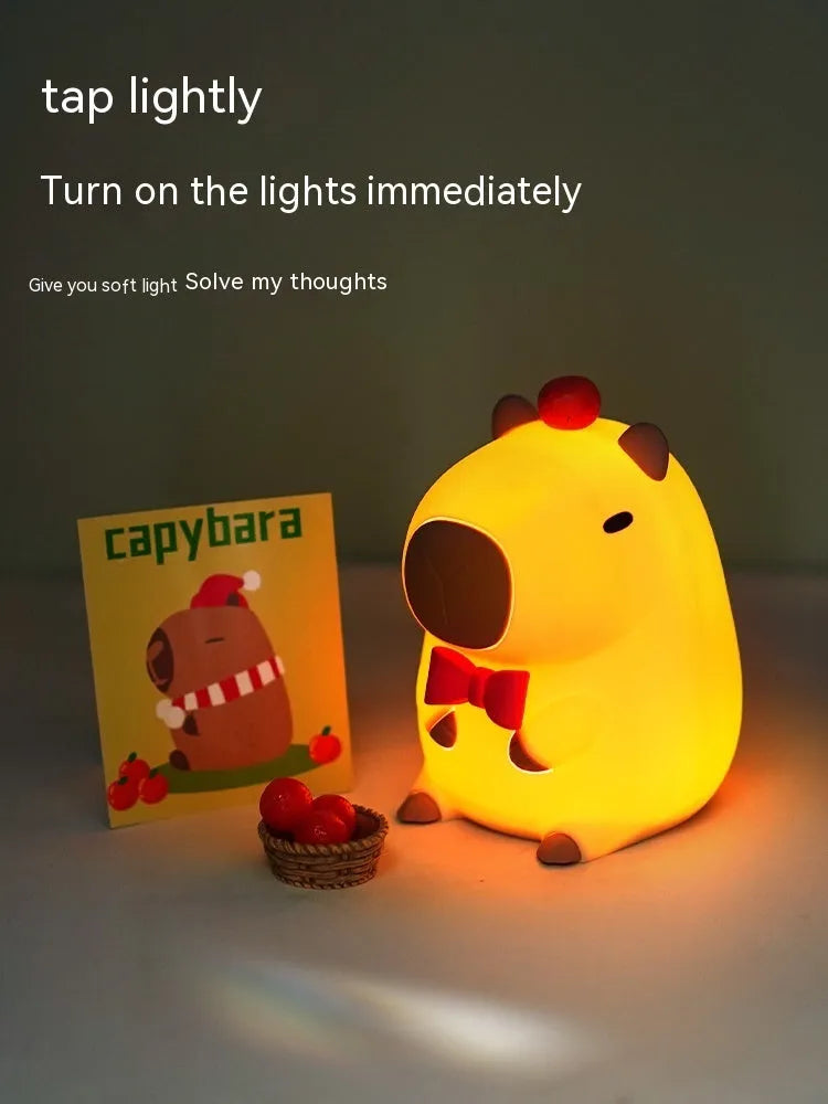 Capybara silicone night lamp with LED light and USB charging cable