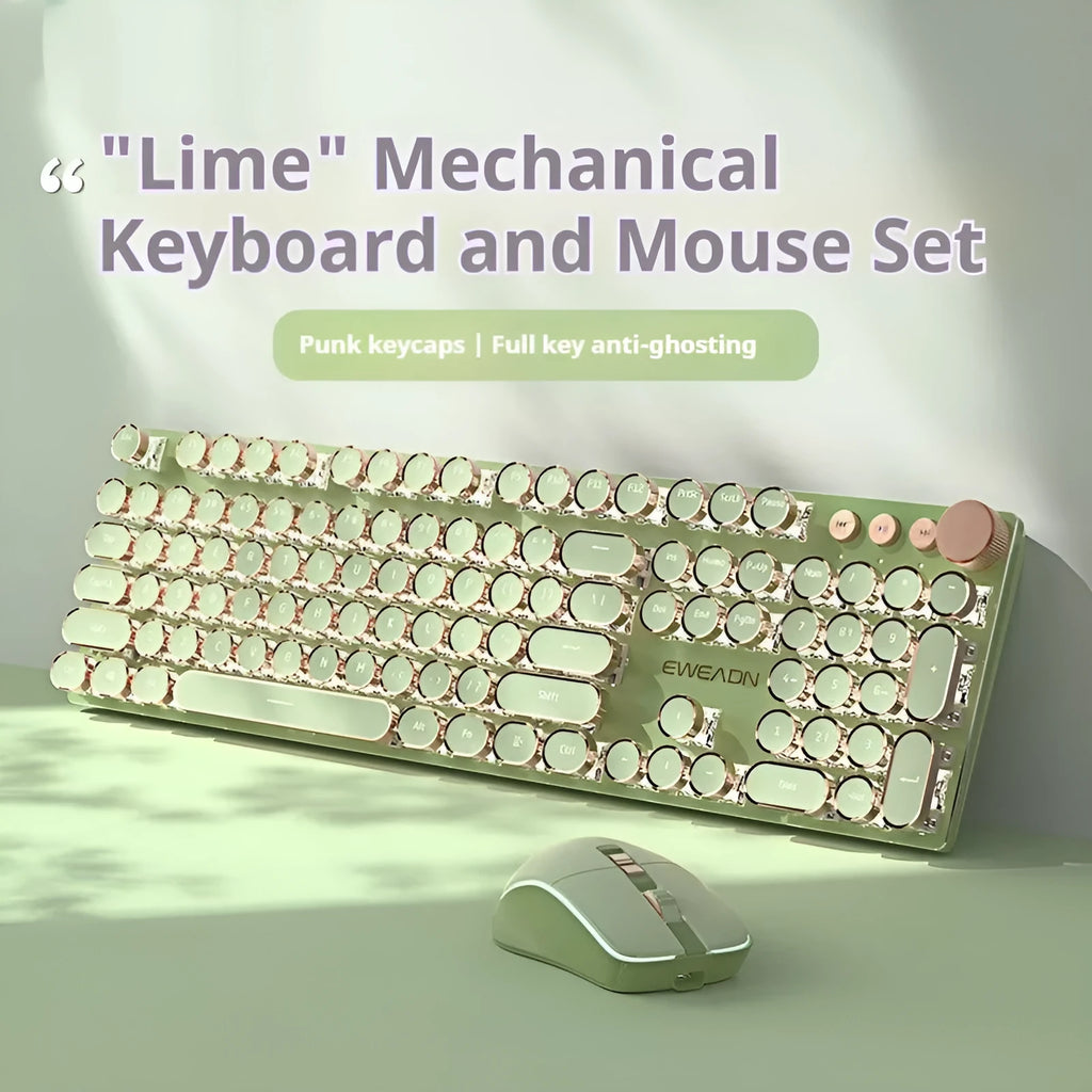 Matcha green 87-key mechanical gaming keyboard with aluminium frame and white backlighting on a desk.