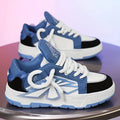 Men's chunky sneakers with thick rubber sole and synthetic leather upper in black, blue, and white colour options