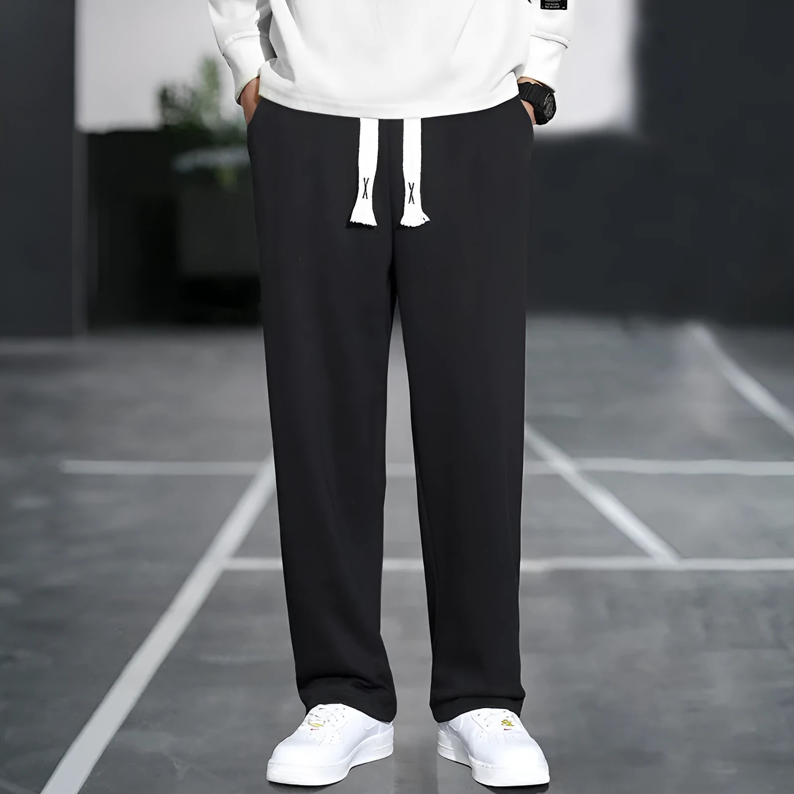 Men's casual bamboo fibre trousers in grey, black, apricot or brown with high waist and multiple pockets