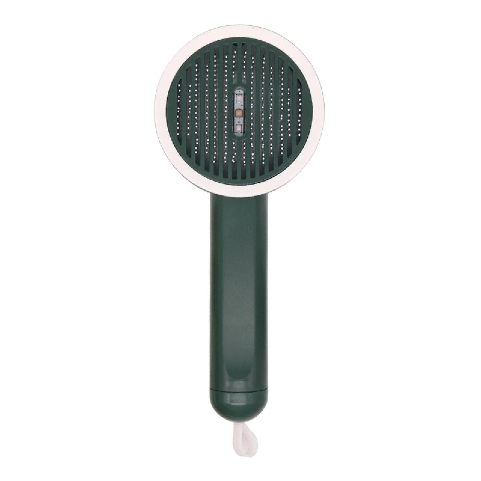 Rechargeable pet hair grooming brush with floating comb head for effortless detangling and dematting of cat and dog coats