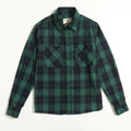 Men's thickened double pocket overalls long sleeve shirt in plaid pattern, loose cardigan fit, spandex blend, available in yellow