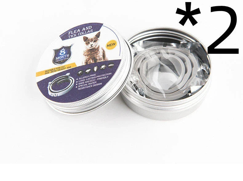 Adjustable insect repellent collar for cats and dogs, made with natural plant-based ingredients to provide up to 8 months of pest protection